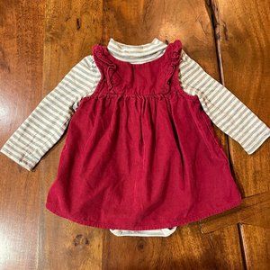 Red Dress Corduroy Jumper Dress Christmas 3-6 Months Gap